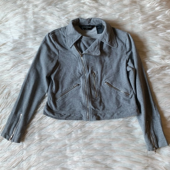 Norma Kamali Jackets & Blazers - Norma Kamali Knit Moto Jacket - Grey